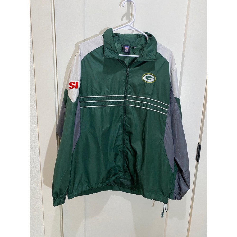 Reebok NFL Green Bay Packers Windbreaker Mens Large Green Full Zip SI Logo